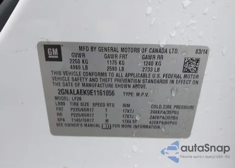 2014 Chevrolet Equinox Ls from USA, damaged, VIN 2GNALAEK9E1161056